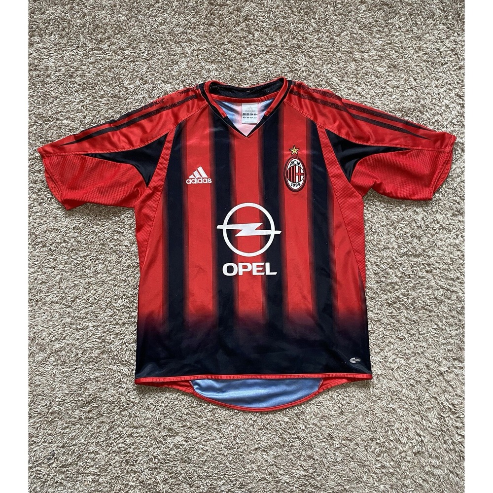 Vintage Adidas AC MILAN OPEL 2004 2005 Soccer Jersey FIFA Youth Size Large 14-16